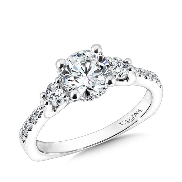 Valina 14K White Gold Three Stone Engagement Ring SVS Fine Jewelry Oceanside, NY