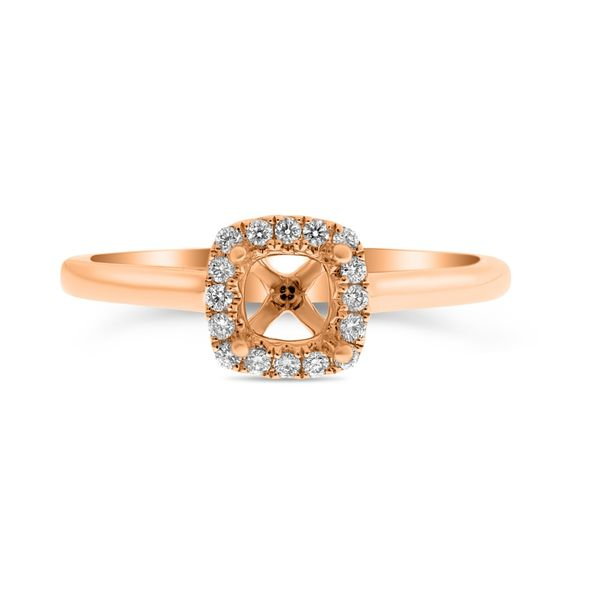 14K Rose Gold Cushion Halo Diamond Engagement Ring SVS Fine Jewelry Oceanside, NY