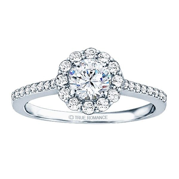 True Romance 14K White Gold Round Halo Engagement Ring SVS Fine Jewelry Oceanside, NY