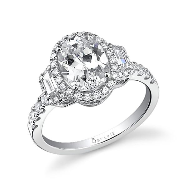 Sylvie Collection Adeline 14K White Gold Engagement Ring SVS Fine Jewelry Oceanside, NY