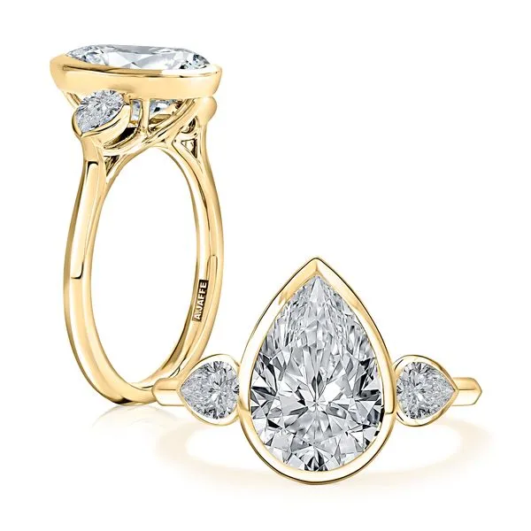 A.Jaffe Yellow Gold Diamond Engagement Ring SVS Fine Jewelry Oceanside, NY