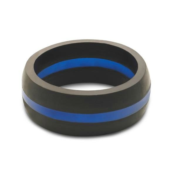 Men's QALO Thin Blue Line Silicone Wedding Band. Size 11 SVS Fine Jewelry Oceanside, NY