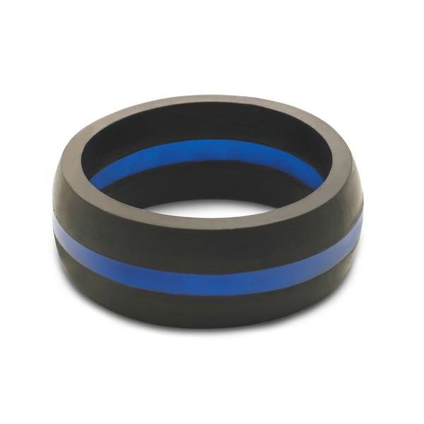Men's QALO Thin Blue Line Silicone Wedding Band. Size 13 SVS Fine Jewelry Oceanside, NY
