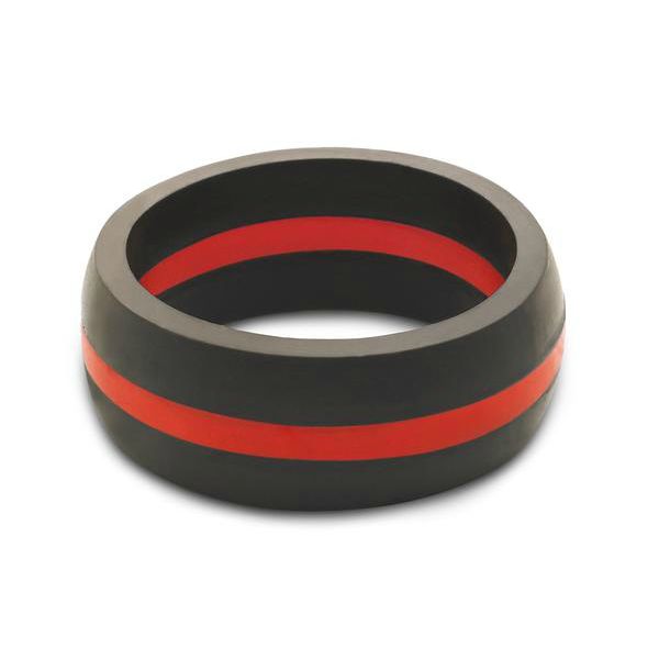 Men's QALO Thin Red Line Silicone Wedding Band. Size 10 SVS Fine Jewelry Oceanside, NY