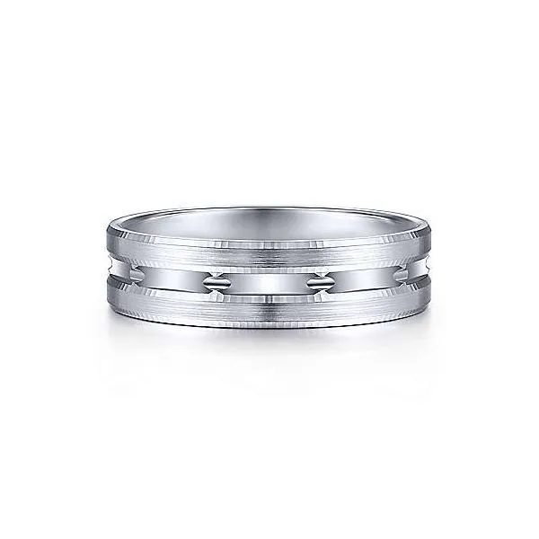 Gabriel Daniel Men's 14K White Gold Wedding Band SVS Fine Jewelry Oceanside, NY