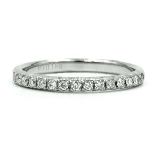 14K White Gold Pave Prong Wedding Band Image 2 SVS Fine Jewelry Oceanside, NY