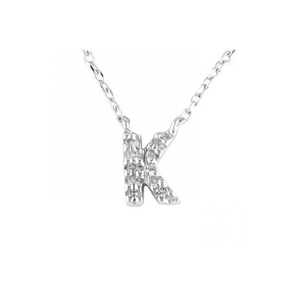 Sterling Silver and Diamond Initial 'K' Necklace SVS Fine Jewelry Oceanside, NY