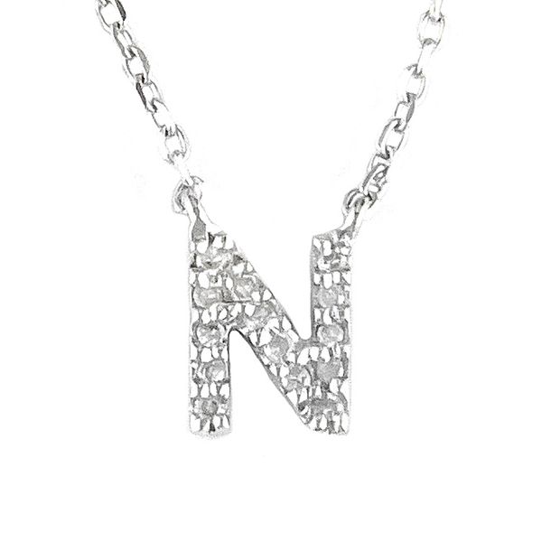 Sterling Silver and Diamond Initial 'N' Necklace SVS Fine Jewelry Oceanside, NY