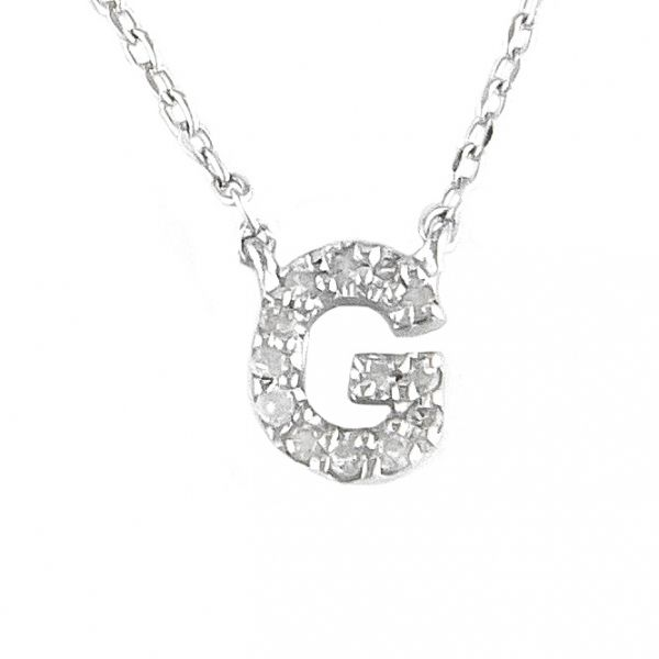 Sterling Silver and Diamond Initial 'G' Necklace SVS Fine Jewelry Oceanside, NY