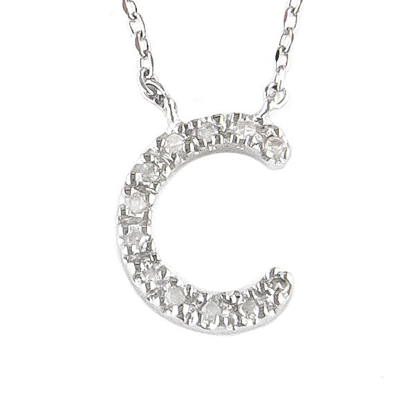 Sterling Silver and Diamond Initial 'C' Necklace SVS Fine Jewelry Oceanside, NY