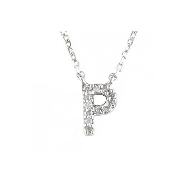 Sterling Silver and Diamond Initial 'P' Necklace SVS Fine Jewelry Oceanside, NY