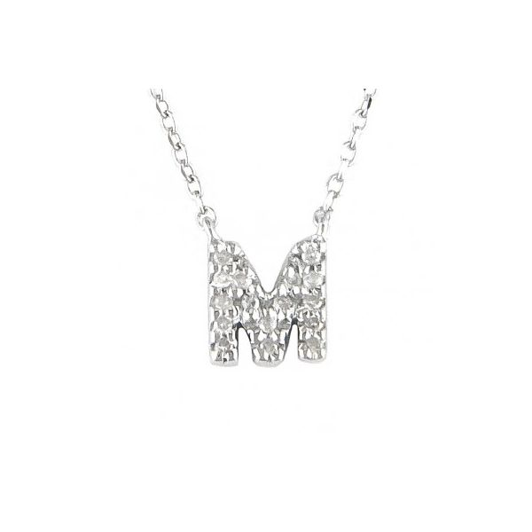 Sterling Silver and Diamond Initial 'M' Necklace SVS Fine Jewelry Oceanside, NY