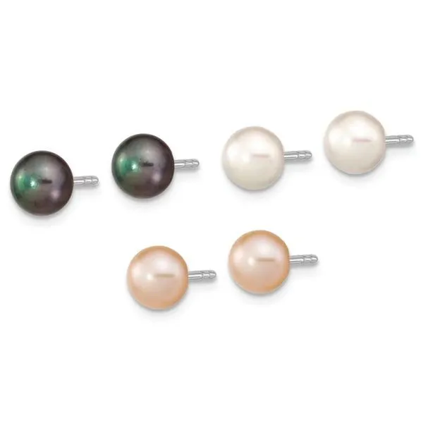 Sterling Silver Cultured Freshwater Pearl Earrings Set SVS Fine Jewelry Oceanside, NY