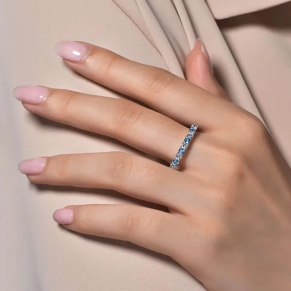 Lafonn Birthstone Stackable Ring - December - Blue Topaz Image 2 SVS Fine Jewelry Oceanside, NY