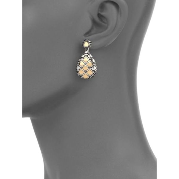 John Hardy Naga Collection Yellow Gold & Silver Earrings Image 3 SVS Fine Jewelry Oceanside, NY