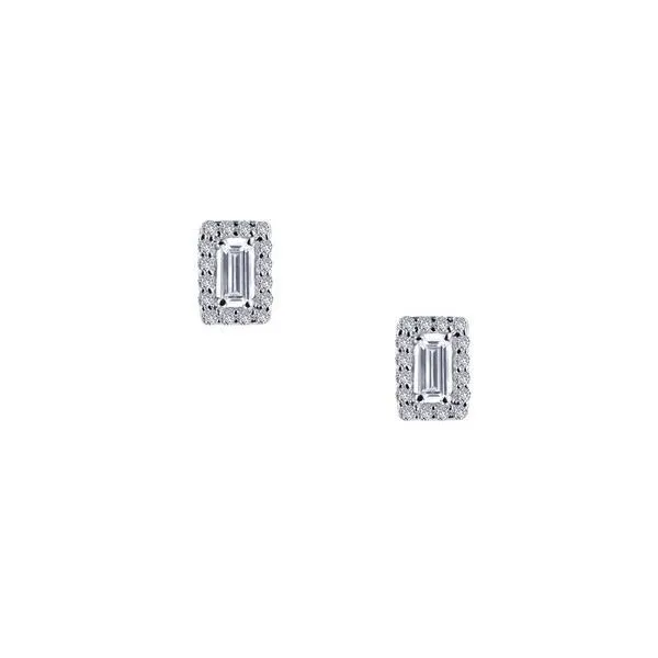 Lafonn Silver Baguette Halo Studs SVS Fine Jewelry Oceanside, NY