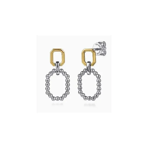 Gabriel & Co. Bujukan Yellow Gold & Silver Earrings SVS Fine Jewelry Oceanside, NY