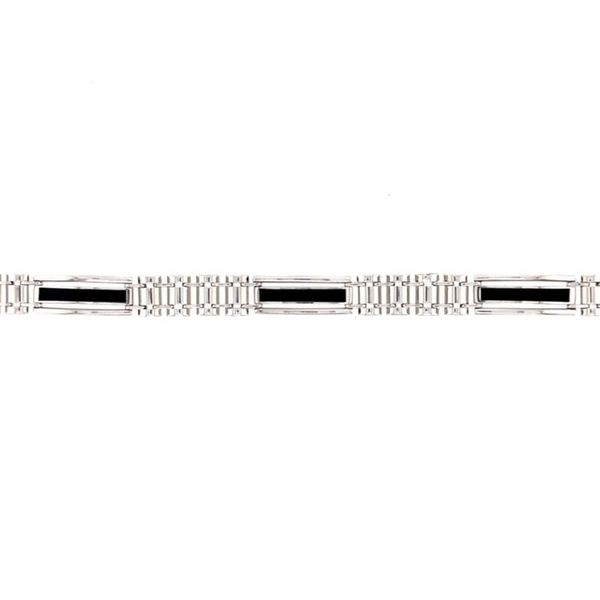 14K White Gold Men's Link Bracelet With Onyx Swede's Jewelers East Windsor, CT