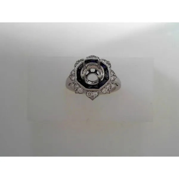 White 14 Karat Engagement Ring With Round Diamonds And Baguette Sapphires Tennies Jewelry Appleton, WI