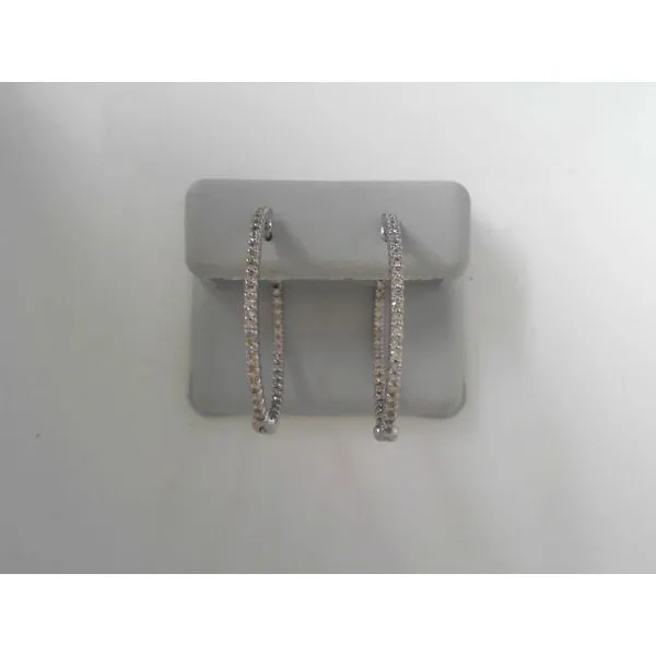 White 14 Karat Diamond Large Hoop Earrings Tennies Jewelry Appleton, WI