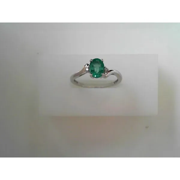 White 14 Karat Emerald and Diamond Fashion Ring Tennies Jewelry Appleton, WI