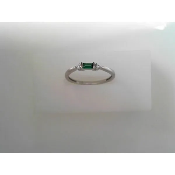 10K White Gold Emerald Diamond Geometric Ring Tennies Jewelry Appleton, WI