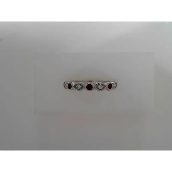 14K White Gold Garnet and Diamond Stacker Ring Tennies Jewelry Appleton, WI