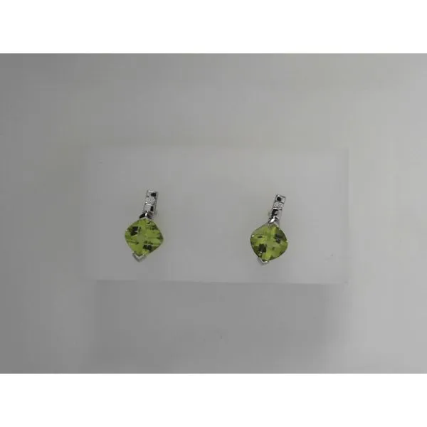 Peridot Diamond Stud Earrings in 14K White Gold Tennies Jewelry Appleton, WI