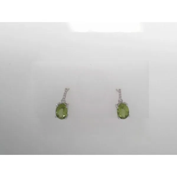 Peridot and Diamond Stud Earrings in 14K White Gold Tennies Jewelry Appleton, WI