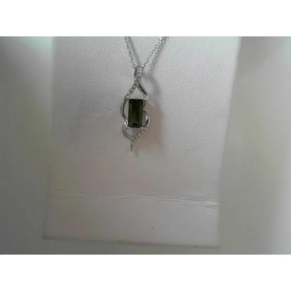 Emerald Tourmaline and Diamond Pendant in 14K White Gold Tennies Jewelry Appleton, WI