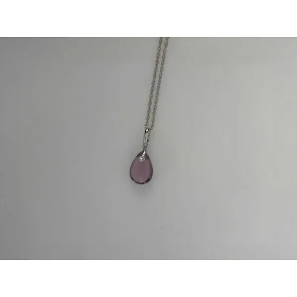 Pear Amethyst Diamond Necklace in 14K White Gold Tennies Jewelry Appleton, WI