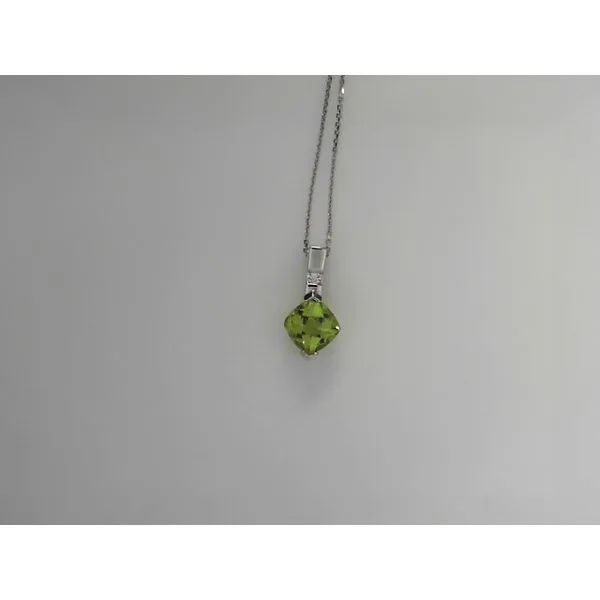 Peridot Diamond Necklace in 14K White Gold Tennies Jewelry Appleton, WI