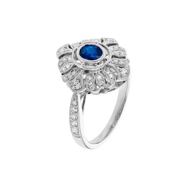 14K White Gold Vintage Sapphire and Diamond Ring Image 2 Texas Gold Connection greenville, TX