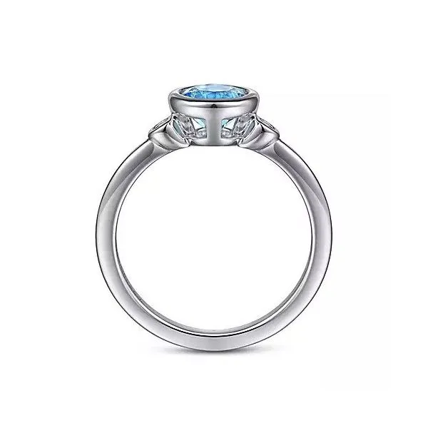 925 Sterling Silver Blue Topaz and Diamond Ring W/Bezel Set Image 2 Texas Gold Connection greenville, TX