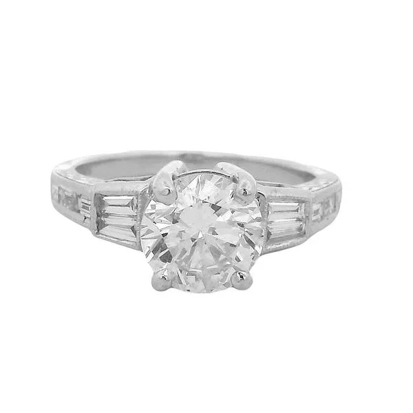 PREOWNED - 14K White Gold 1.85Ct Oval Diamond Ring With 0.46Tw Baguette Diamonds Texas Gold Connection greenville, TX