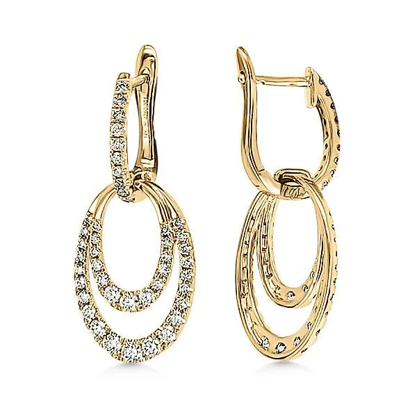 14K Diamond Double Oval Dangle Earrings - GM Goldmart Jewelers Redding, CA