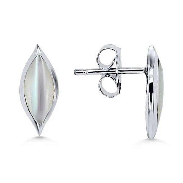 SS Mother of Pearl Inlay Button Earrings by Kabana Goldmart Jewelers Redding, CA