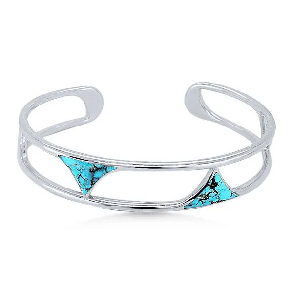 SS Trillion Turquoise Inlay Bangle Bracelet by Kabana Goldmart Jewelers Redding, CA
