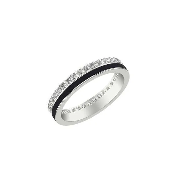 1/2CTW 14K WG Mined Diamond Double Eternity With Black Ceramic Wedding Band The Ring Austin Round Rock, TX
