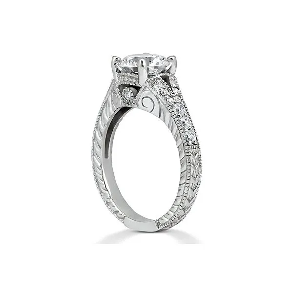 Pave set diamond engagement ring with split top Image 2 The Ring Austin Round Rock, TX