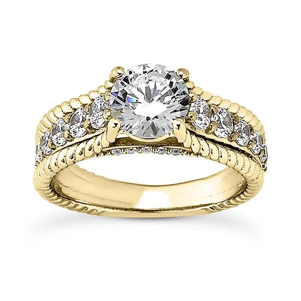 3/4CTW 14k WG/YG Rope Edge Design Semi Mount Engagement Ring The Ring Austin Round Rock, TX