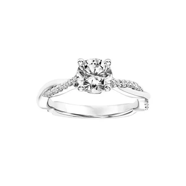 1/5CTW 14K WG Mined Diamond Half Polished Twist Engagement Ring Image 3 The Ring Austin Round Rock, TX