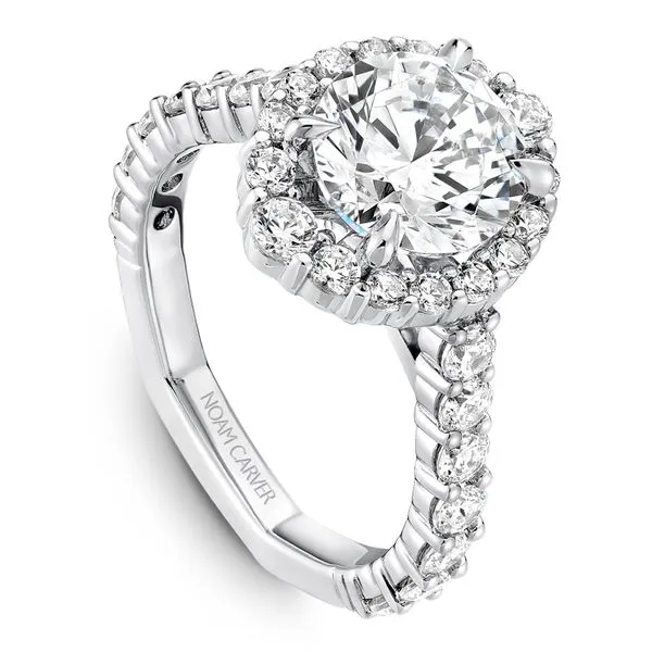 1 1/5CTW 14K WG Large And Small Accent Halo Euro Shank Engagement Ring The Ring Austin Round Rock, TX