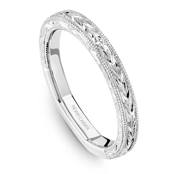 14K WG Wheat Leaf Engraved Wedding Band The Ring Austin Round Rock, TX