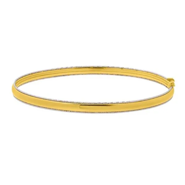 14K Yellow Gold Diamond Cut and Polished Bangle with Box Figure 8 Clasp 7.25'' Image 2 The Ring Austin Round Rock, TX