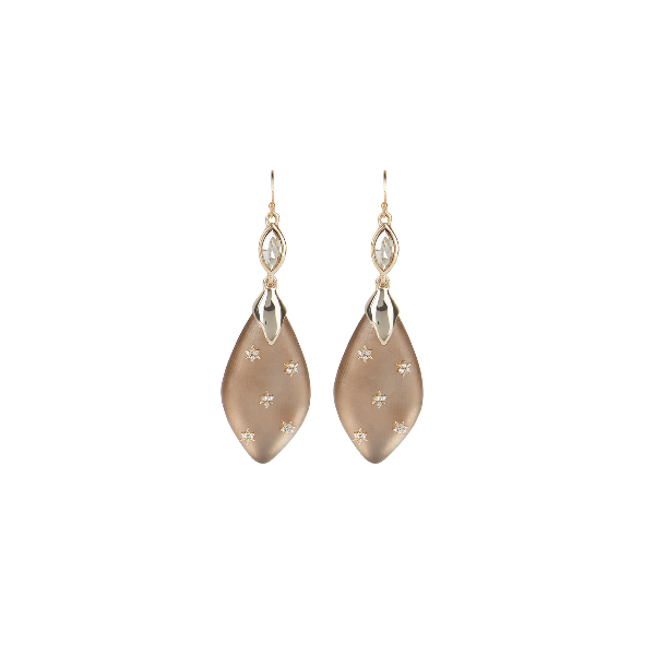 Alexis Bittar - Spike Studded Navette Wire Drop Earring Chocolate
