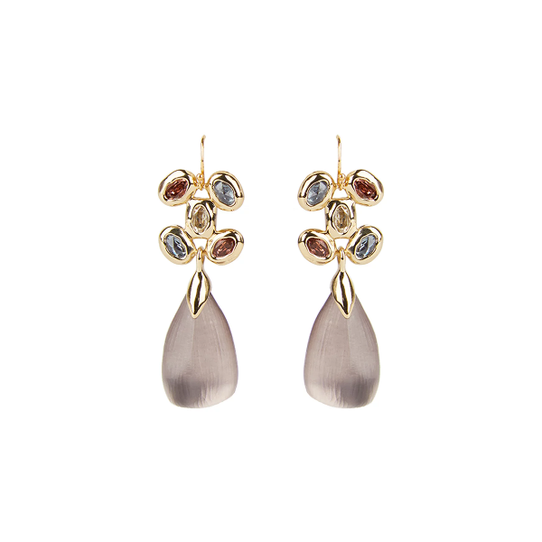 Alexis Bittar - Rose Grey Byzantine Stone Cluster Wire Drop Earring