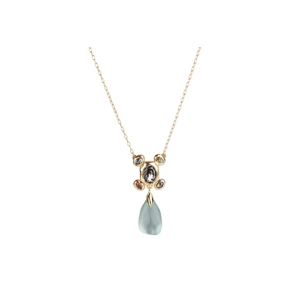 Alexis Bittar Byzantine Stone Cluster Drop Pendant Necklace Blue Grey topaz