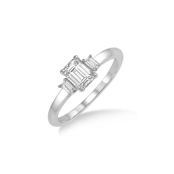 14Kt White Gold Emerald and Baguette Diamond Engagement Ring Tipton's Fine Jewelry Lawton, OK