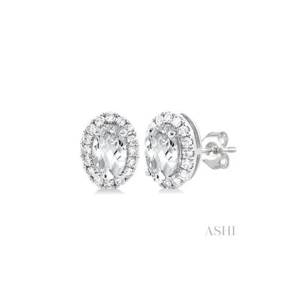10K White Gold White Sapphire and Diamond Halo Earrings Tipton's Fine Jewelry Lawton, OK